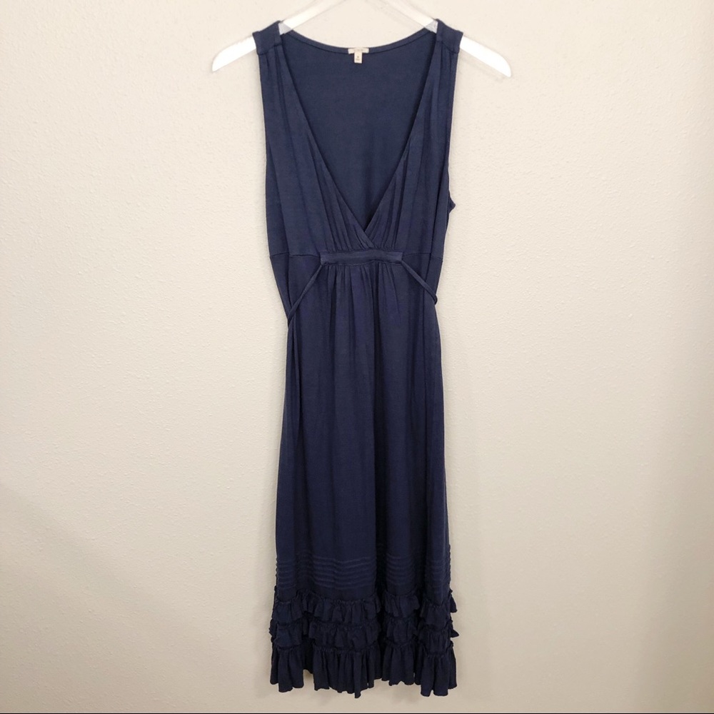 J Crew Soft Navy Dress W/Ruffle Bottom Sz S